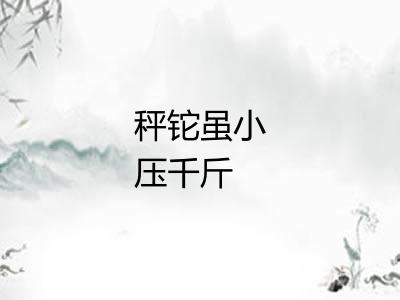 秤铊虽小压千斤